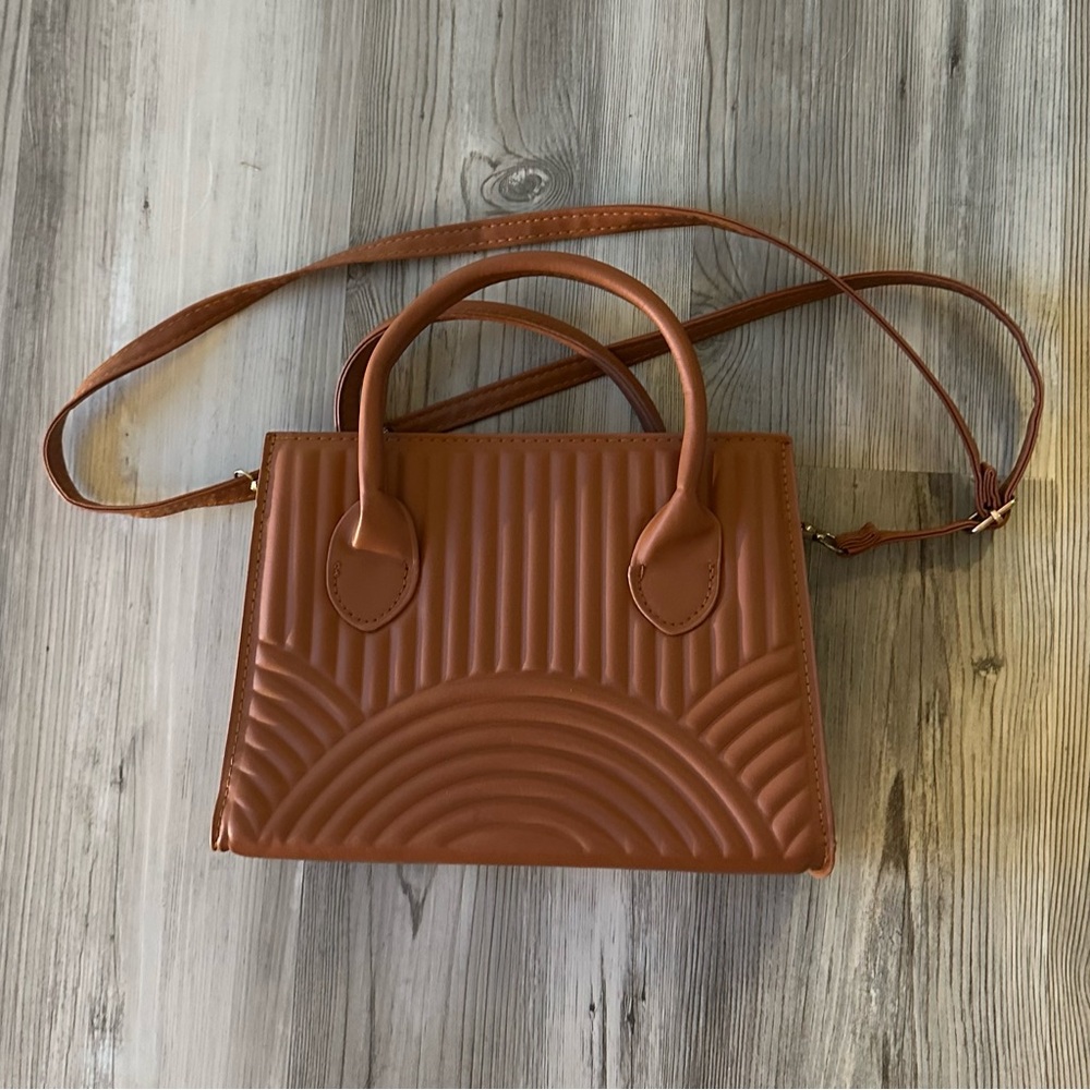 SHEIN Brown Faux Leather Satchel Bag Crossbody Structured Handbag